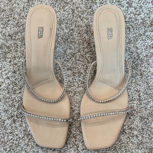 Zara Women's Cream Heels with Sparkling Straps